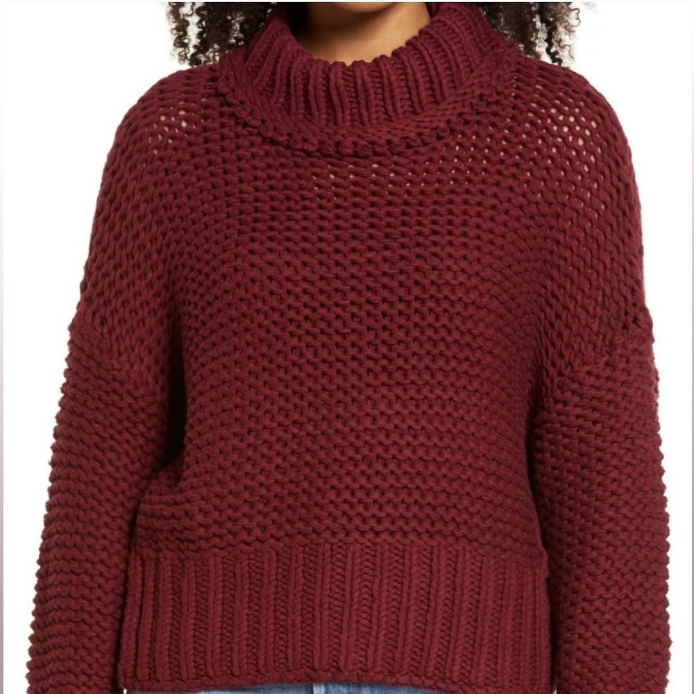 Burgundy Free People My Only Sunshine Sweater